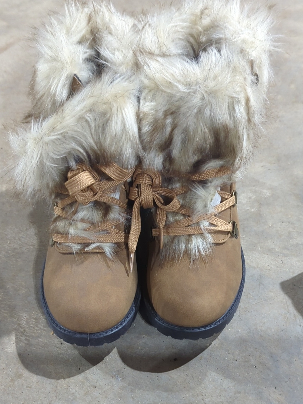 Wanted Tan Faux-Fur Trim Winter Lace-Up Boots - Women's